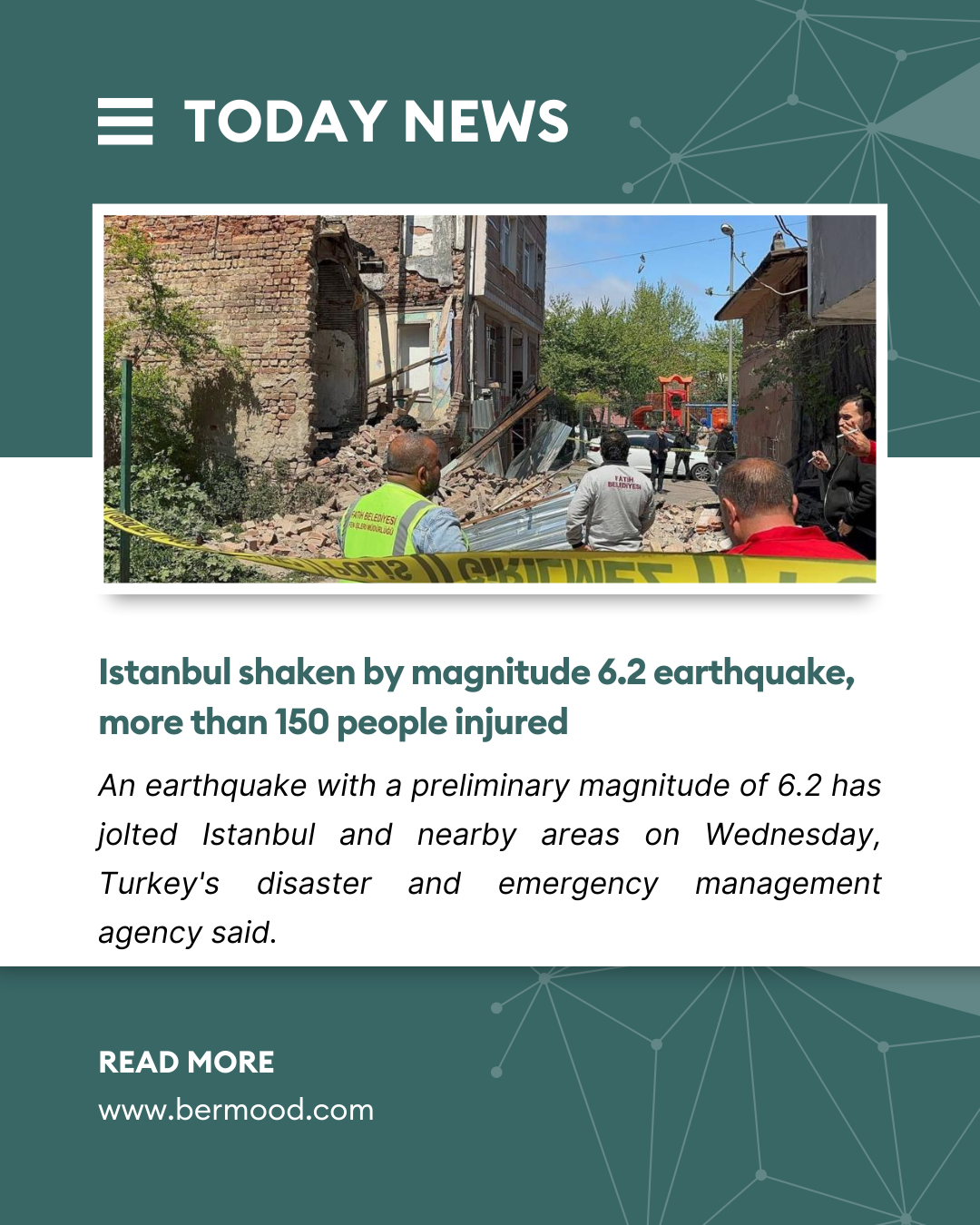 Istanbul shaken by magnitude 6.2 earthquake, more than 150 people injured.