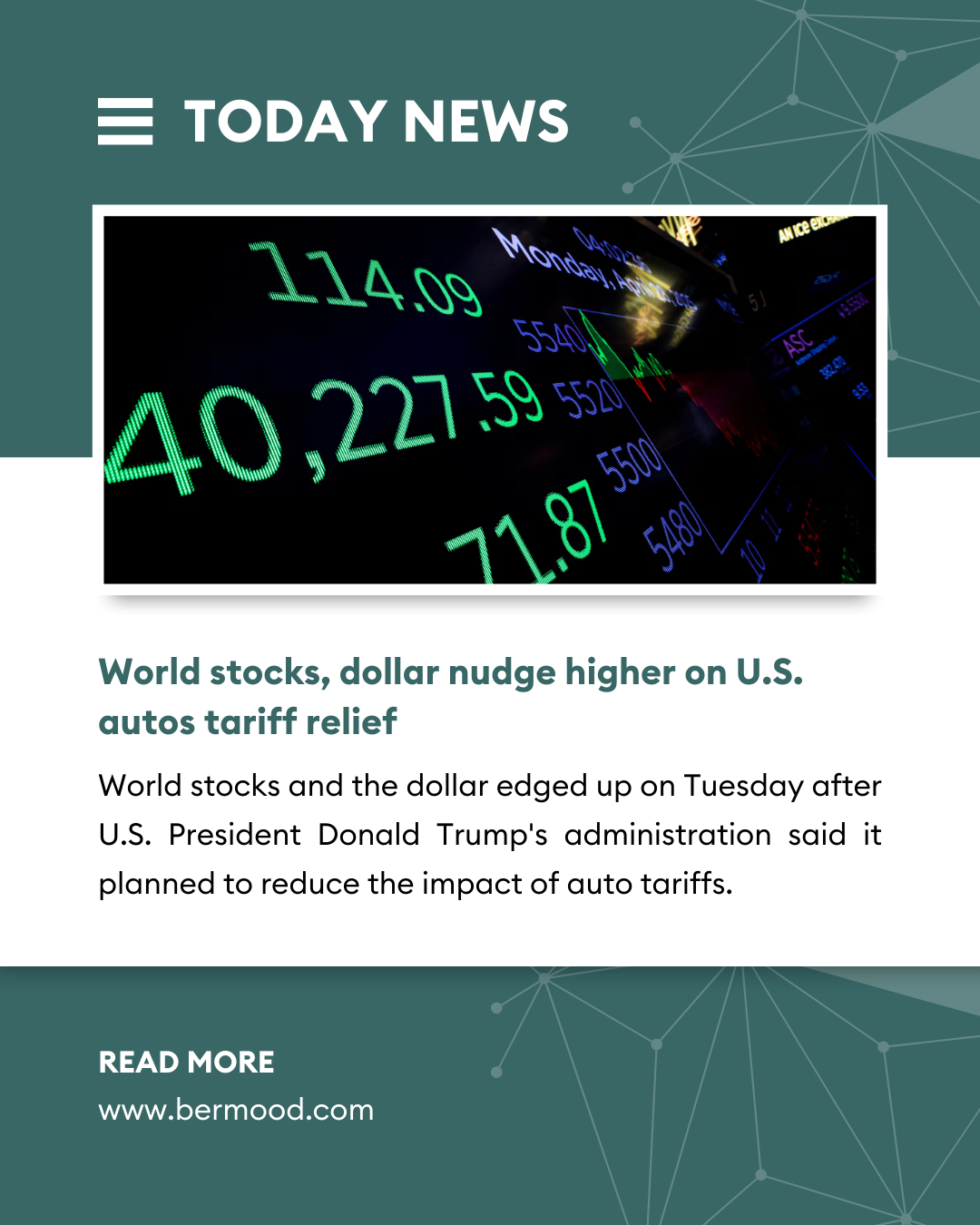 World stocks, dollar nudge higher on U.S. autos tariff relief.
