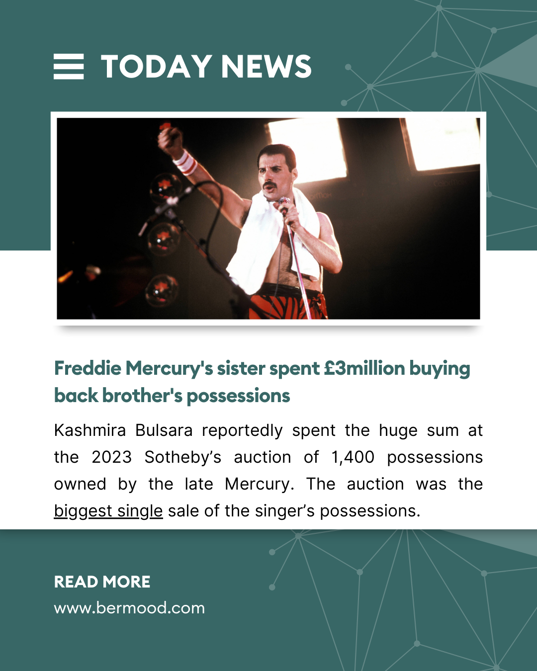 Freddie Mercury's sister spent £3million buying back brother's possessions.